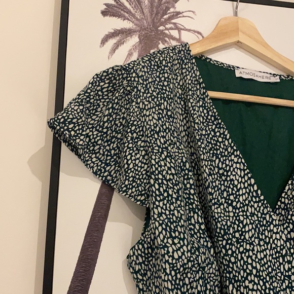 Green patterned Atmos & Here size 20 wrap dress NWOT - Picture 6 of 9